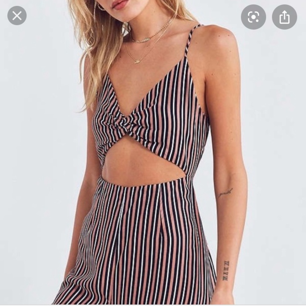 Kimchi Blue Striped Cutout Knot Romper